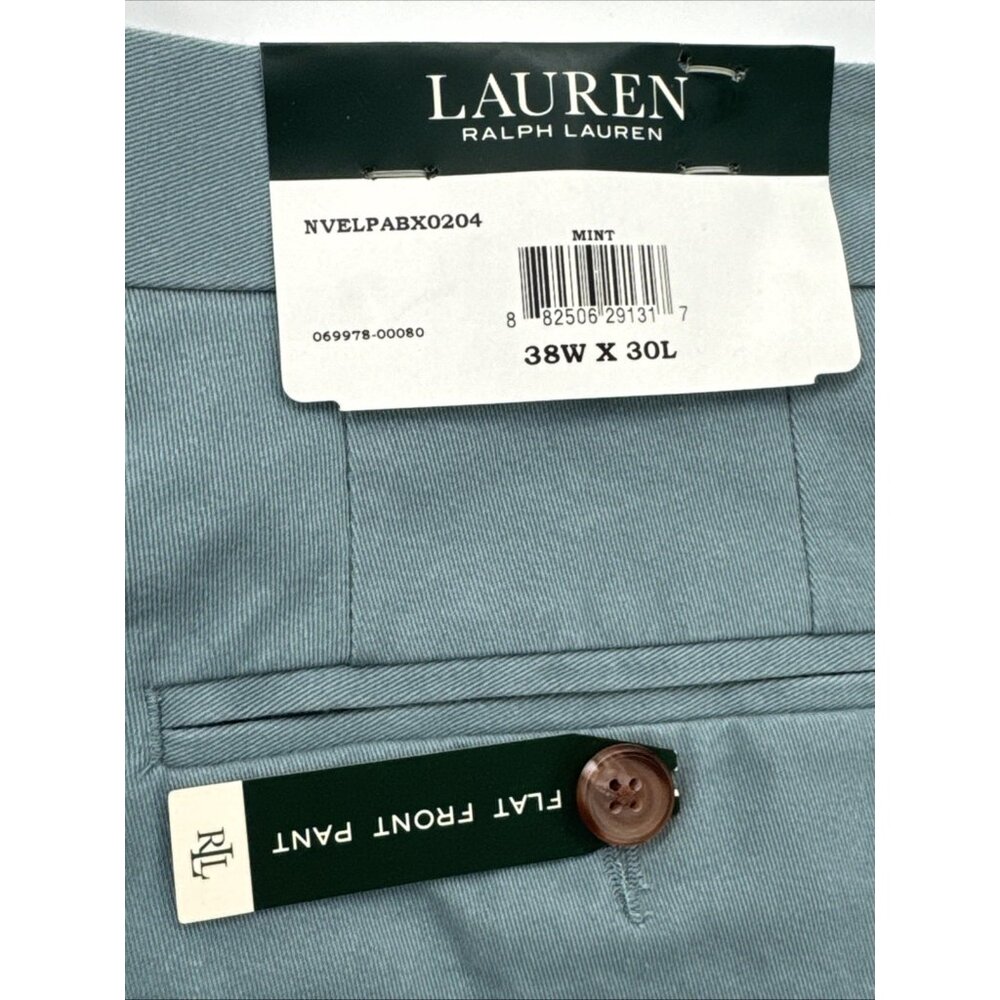 Lauren Ralph Lauren Pants Mens 38x30 Blue Chino Flat Front Straight Khakis NEW - Picture 2 of 5